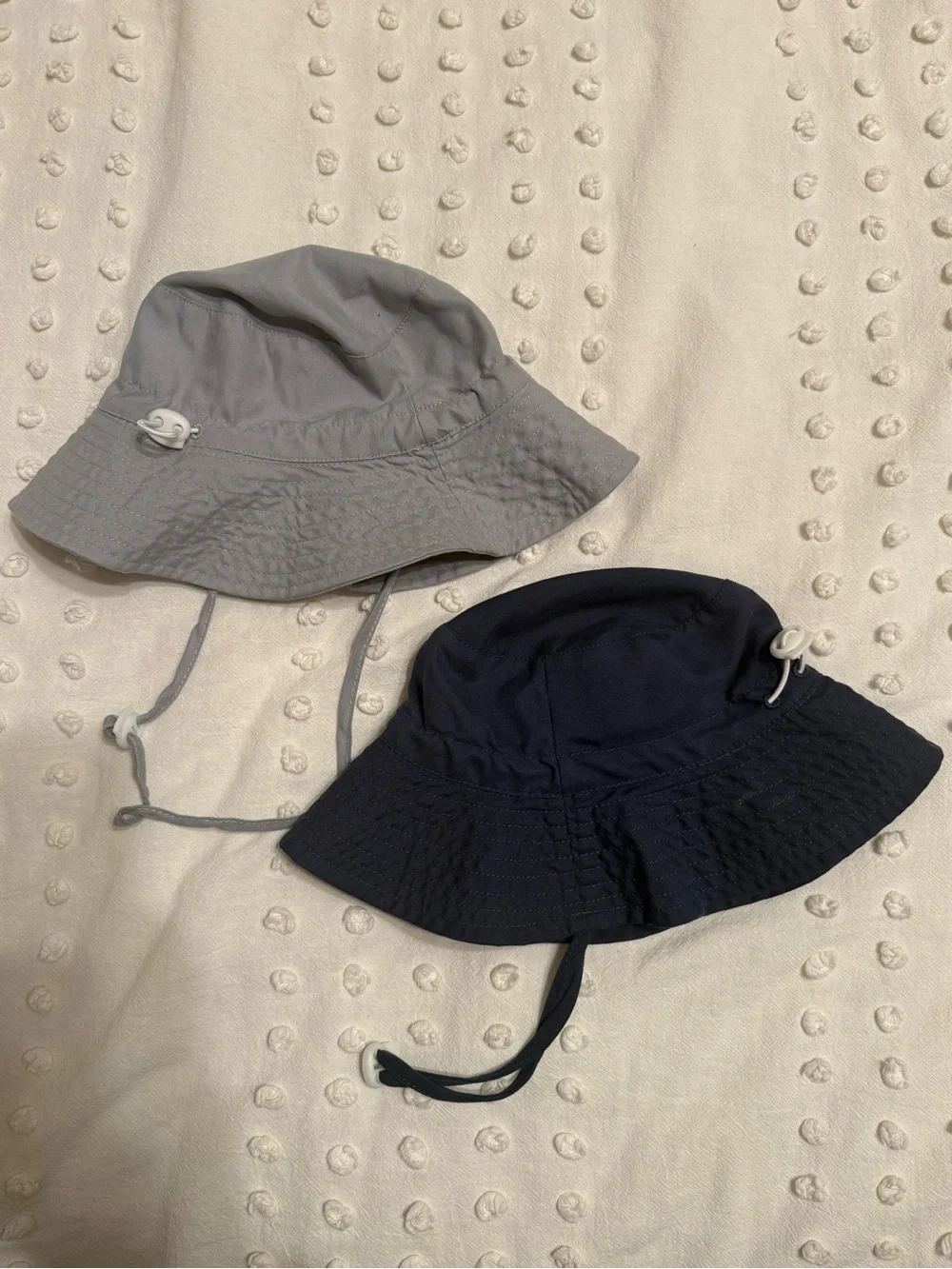 Kids Adjustable Sun Bucket Hat - Navy & Gray